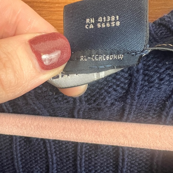 Ralph Lauren Sport Navy with Pink horse logo stripe knit cardigan 100% cotton - Picture 5 of 12